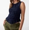 Sanctuary Shirred Sleeveless Top In Blue