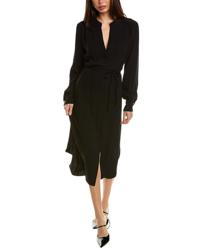 Hugo Boss Boss Dibanora Belted Long Sleeve Shirtdress In Black