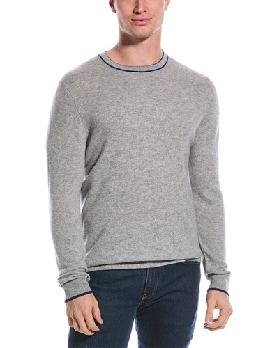 Qi Cashmere Contrast Trim Cashmere Sweater In Grey
