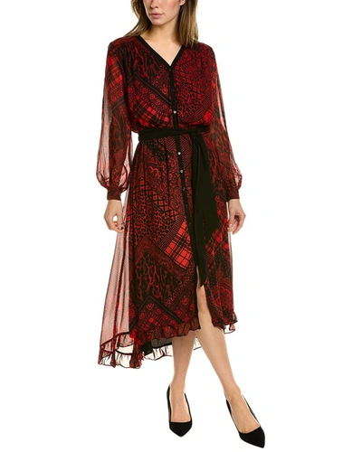 The Kooples Printed Midi Dress In Red