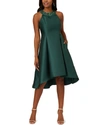 ADRIANNA PAPELL HIGH-LOW SOLID MIDI DRESS