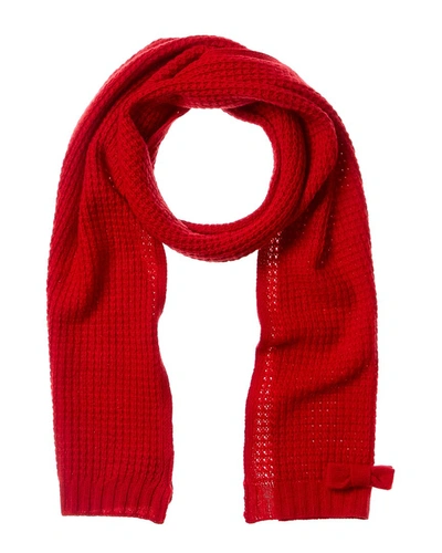 Portolano Waffle Stitch Bow Cashmere Scarf In Red