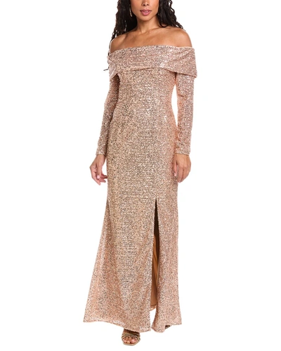 Rene Ruiz Sequined Gown In White