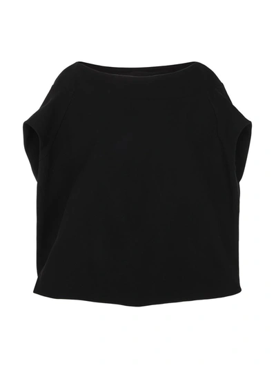 Dries Van Noten Textured Fabric Boat Neck Short Sleeve Top In Black
