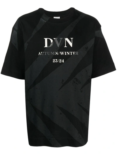 Dries Van Noten Cotton T-shirt With Signature Logo Detail In Black