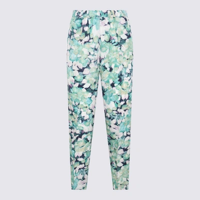 Dries Van Noten Turquoise And Blue Floreal Pants