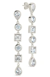 Sterling Forever Ingrid Cz Link Drop Earrings In Silver
