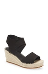 Eileen Fisher Willow Espadrille Platform Wedge Sandals In Black