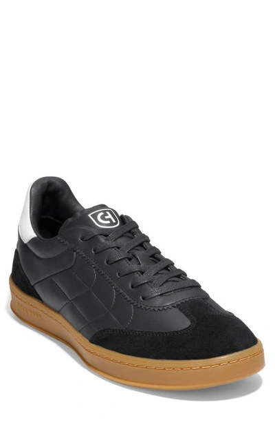 Cole Haan Grandpro Breakaway Brand-embossed Leather Low-top Trainers In Black,nicotine Gum