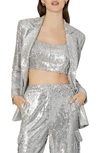 Milly Women's Alexa Peaked Sequin Blazer In Silver