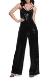 Guess Fiarra Disco Sequin Wide Leg Jumpsuit In Jet Black Multi