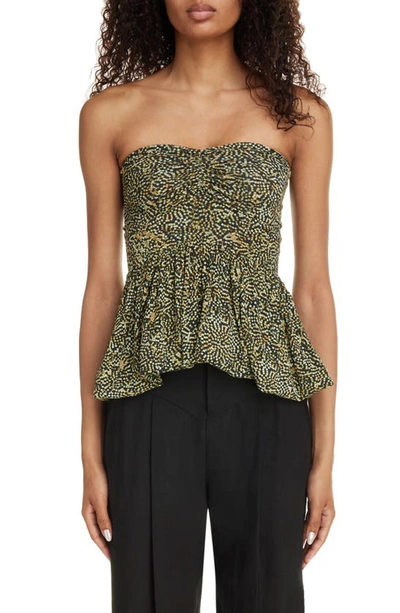 ISABEL MARANT ERMINA STRAPLESS RUCHED PEPLUM TOP