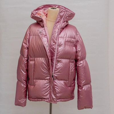 Pre-owned Kenzo Pink Metallic Quilted Down Jacket With Logo