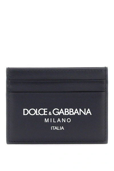Dolce & Gabbana Logo Leather Cardholder Men In Blue