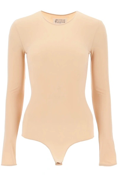 Maison Margiela Second Skin Long Sleeve Lycra Bodysuit Women In Cream