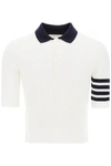 THOM BROWNE THOM BROWNE PLACED BABY CABLE 4-BAR COTTON POLO SWEATER MEN