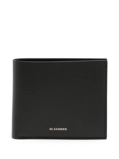 Jil Sander Logo Leather Wallet In Black