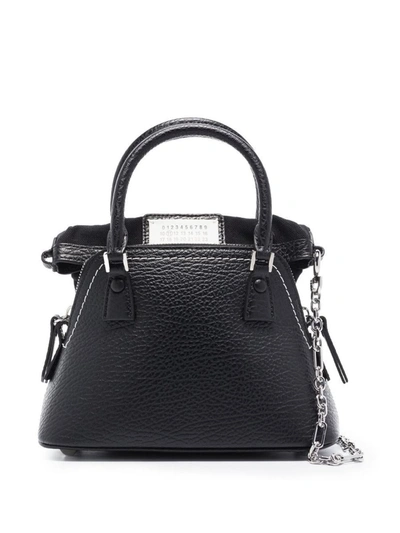 Maison Margiela Woman Black Leather Micro 5ac Handbag