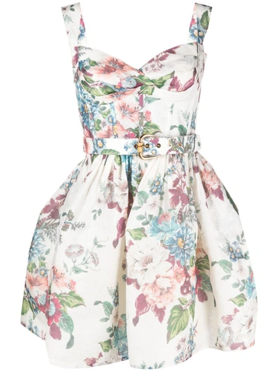 ZIMMERMANN ZIMMERMANN FLORAL PRINT LINEN AND SILK BLEND MINI DRESS