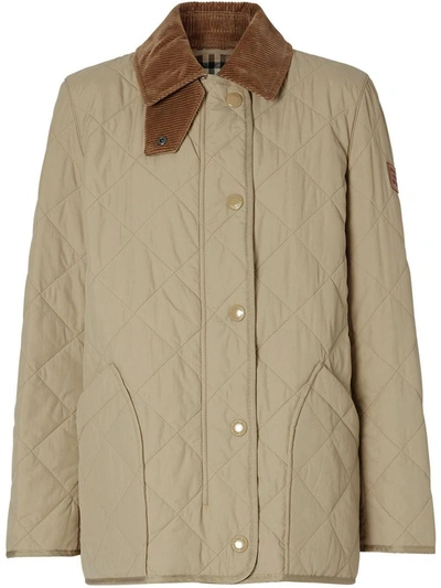 Burberry Nylon Quilted Jacket In Beige