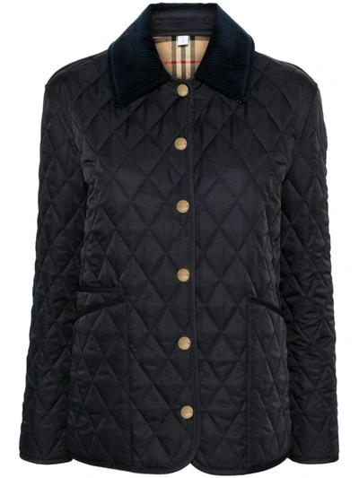 Burberry Quilted Jacket In Blue
