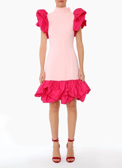 Huishan Zhang Twyla Crepe & Taffeta Dress In Pink