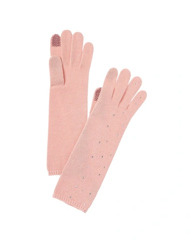 Portolano Crystal Hot Fix Cashmere Tech Gloves In Pink