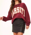 PROJECT SOCIAL T VARSITY SWEATSHIRT IN MERLOT