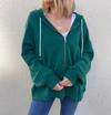 CHASER COTTON FLEECE ZIP UP HOODIE IN GREEN