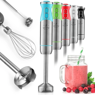 Zulay Kitchen Heavy Duty Stick Blender Immersion With Stainless Steel Whisk And Milk Frother Attachments