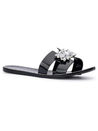 Olivia Miller Kai Womens Slip On Dressy Slide Sandals In Black