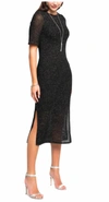 Biana Simona Shimmer Mesh Knit Dress In Black/silver In Black