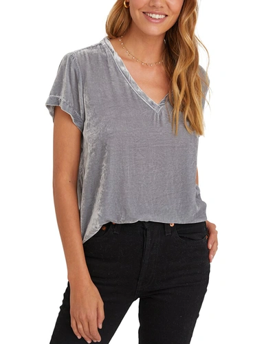 Bella Dahl V-neck Silk-blend T-shirt In Grey