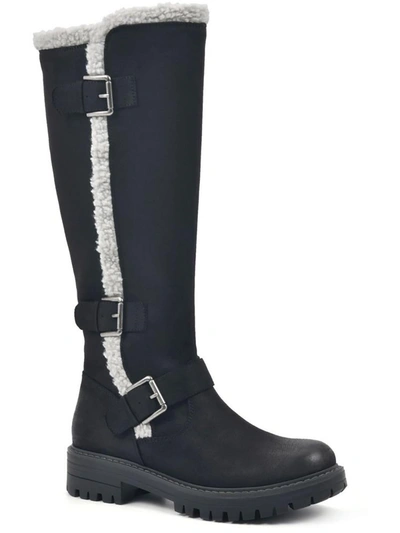 Cliffs By White Mountain Merritt Womens Microfiber Faux Fur Knee-high Boots In Black