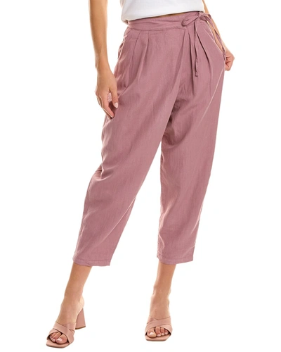 Joie Wilmont Cropped Cotton And Linen-blend Tapered Trousers In Pink