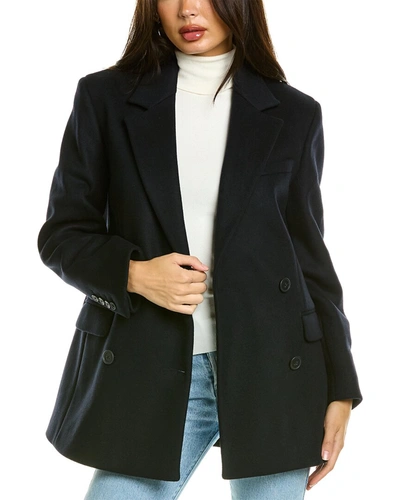 The Kooples Notched Wool-blend Coat In Blue