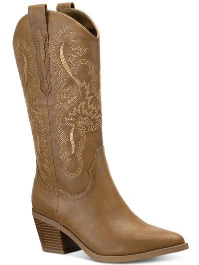 SUN + STONE BERNARRD WOMENS FAUX LEATHER PULL ON COWBOY, WESTERN BOOTS