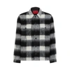Hugo Boss Oversize-fit Overshirt In Glen-check Wool-effect Fabric In White