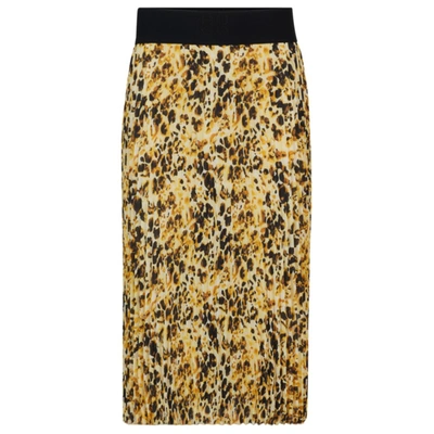 Hugo Boss Logo-waistband Pliss Skirt With Watercolor Print In Patterned