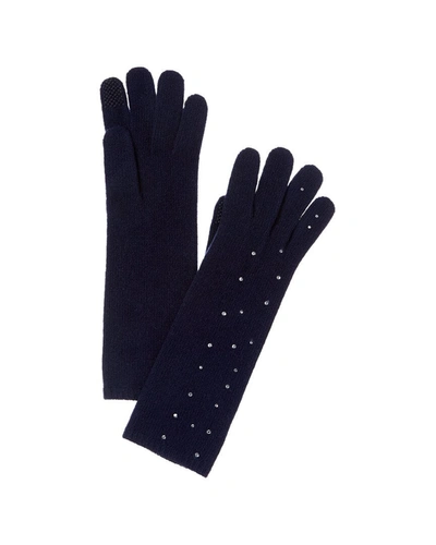 Portolano Crystal Hot Fix Cashmere Tech Gloves In Blue