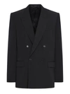 Balenciaga Double-breasted Wool Blazer In Black