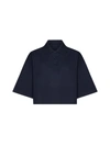 Bottega Veneta Chine Cotton Pique Crop Polo In Blue