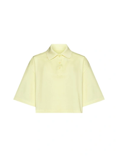 Bottega Veneta Cropped Cotton Polo Shirt In Pineapple