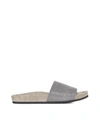 Brunello Cucinelli Monile Slides In Litio Argento+ Rutenio