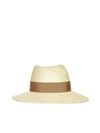 Maison Michel Beige Straw Charles Fedora Hat In Beige
