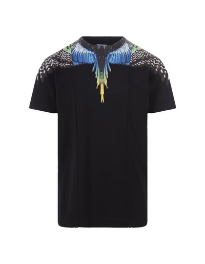 Marcelo Burlon County Of Milan Patchwork Wings Cotton T-shirt In Black