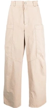 Palm Angels Pa Monogram-embroidery Wide-leg Trousers In Beige