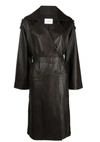 Yves Salomon Double-breasted Leather Coat In Brown