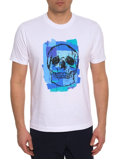 Robert Graham Paint Skull Knit Graphic T-shirt In White