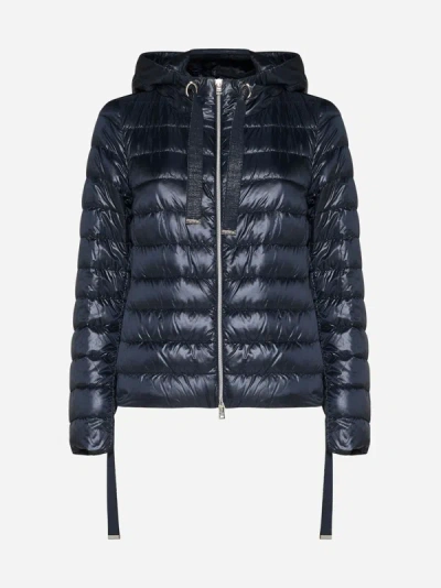 Herno Quilted Ultralight Nylon Down Jacket In Navy Blue